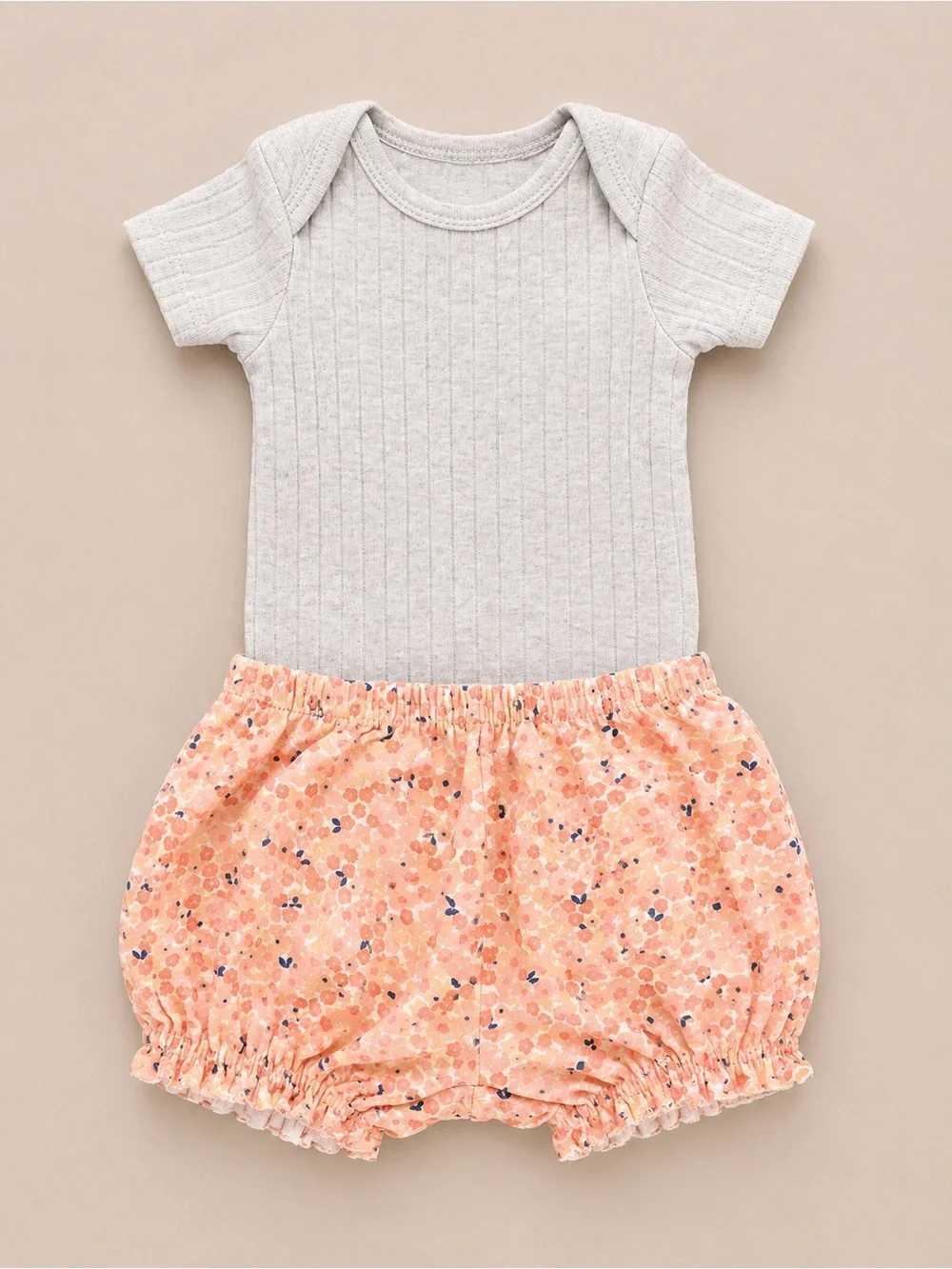 Baby Cat & Jack - Overall Romper W/ Flower Print (Cotton & Modal) - NB
